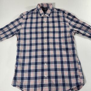 Bonobos  Flannel Slim Fit Shirt Mens Large Plaid Pink/ Blue Long Sleeves